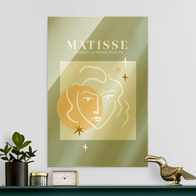 Wanddeko grün Matisse Interpretation - Gesicht und Sterne