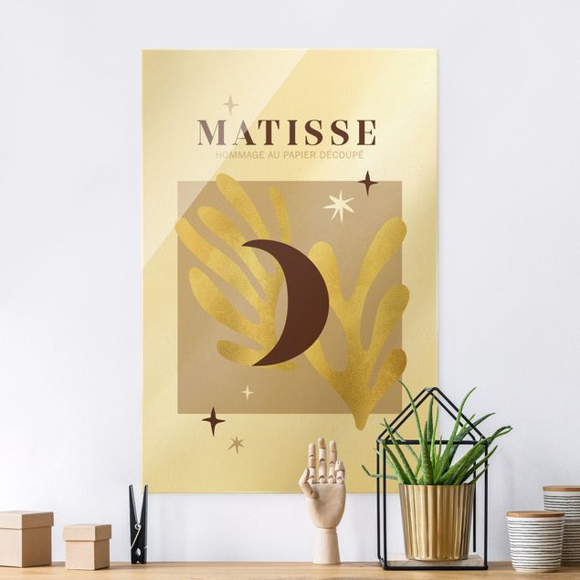 Matisse Interpretation - Mond und Sterne Glasbild im Hochformat 2:3