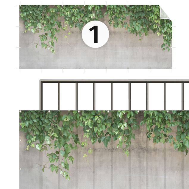 Sichtschutz Balkon Kunststoff Mauer mit Efeu