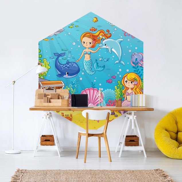 Wanddeko Mädchenzimmer Meerjungfrau Unterwasserwelt