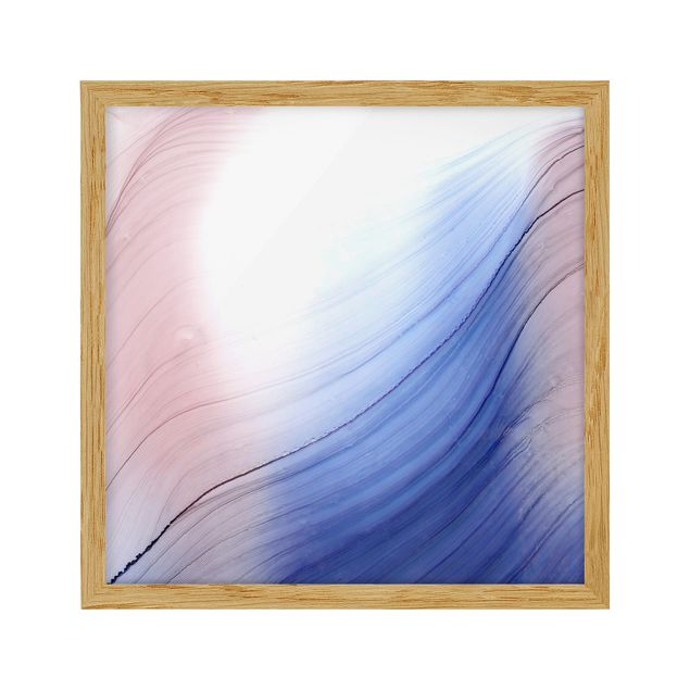 Wanddeko Esszimmer Melierter Farbtanz Blau mit Rosa