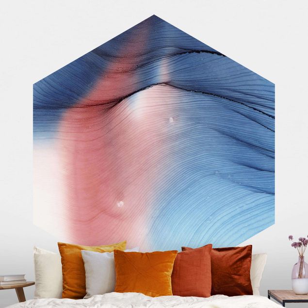 Wanddeko Schlafzimmer Melierter Farbtanz in Blau mit Rot