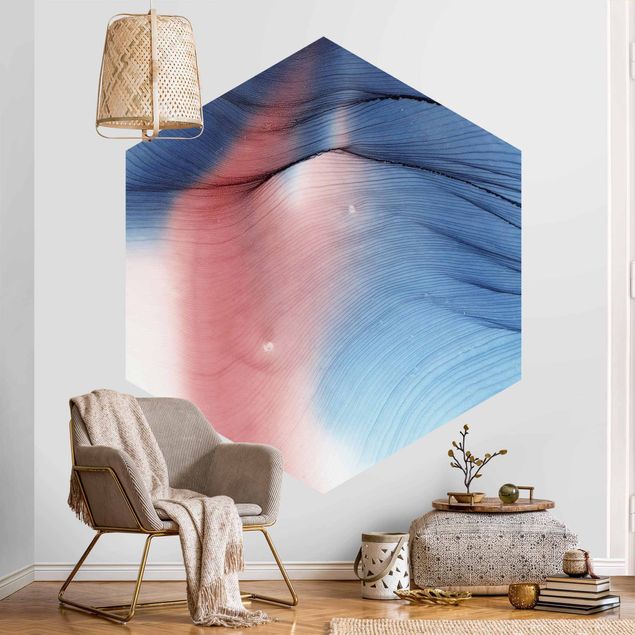 Wanddeko Esszimmer Melierter Farbtanz in Blau mit Rot