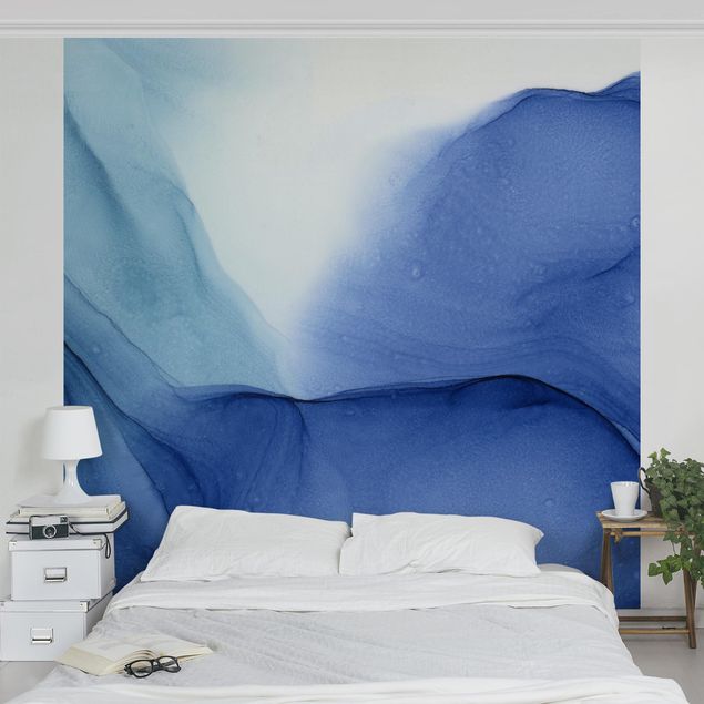 Wanddeko Wohnzimmer Meliertes Tintenblau
