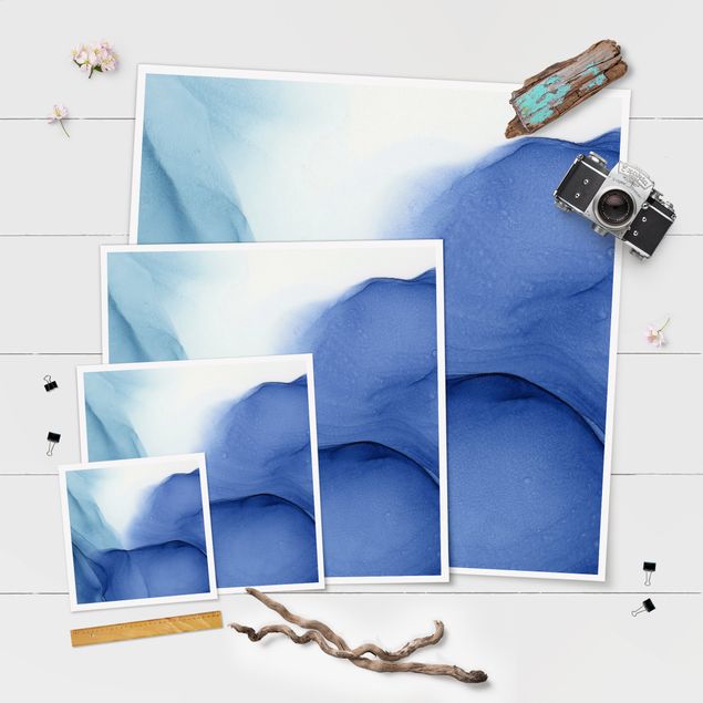 Wanddeko über Bett Meliertes Tintenblau