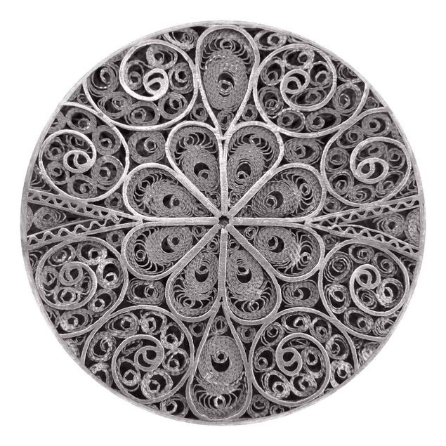 Wanddeko Flur Metall Ornamentik Mandala in Silber