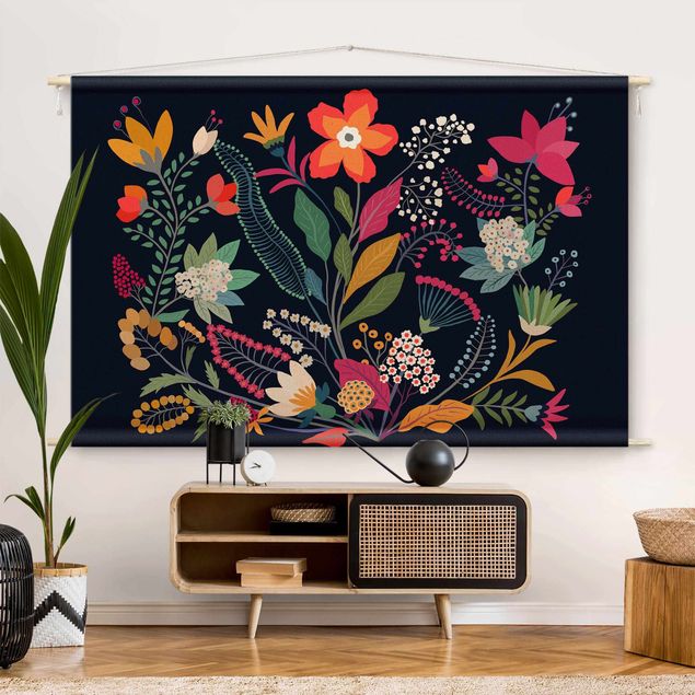 Wanddeko bunt Mexikanische Blumen
