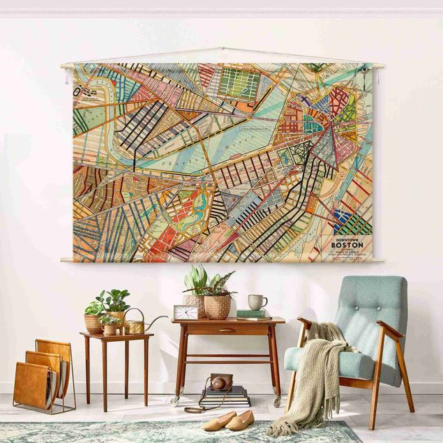 Wanddeko Wohnzimmer Moderne Karte von Boston