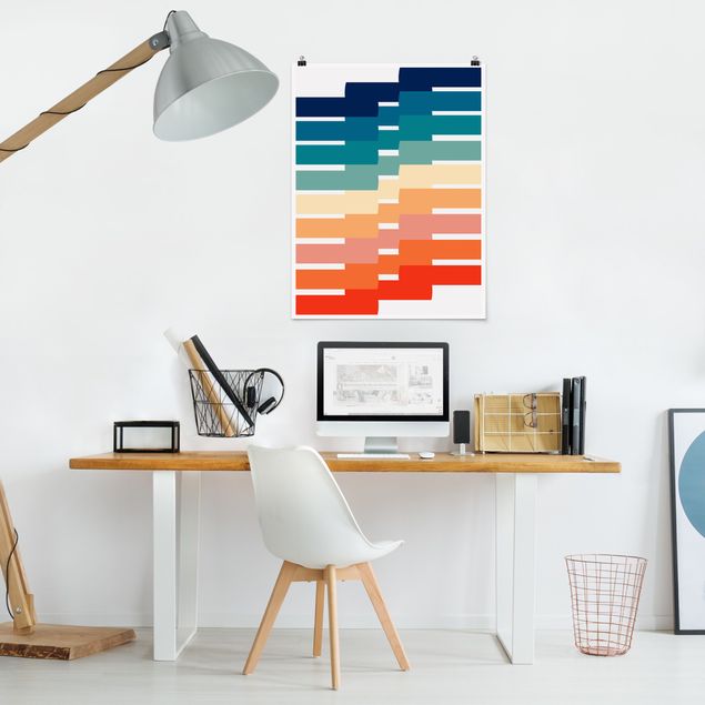 Wanddeko Wohnzimmer Moderne Regenbogen Geometrie