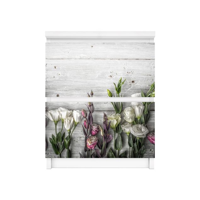 Wanddeko Flur Tulpen-Rose Shabby Holzoptik