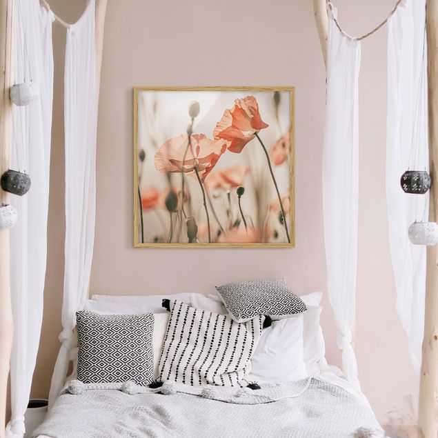 Wanddeko Schlafzimmer Mohnblüten im Sommerwind