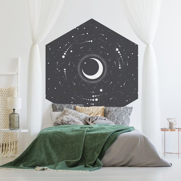 Wanddeko Esszimmer Mond im Sternenkreis