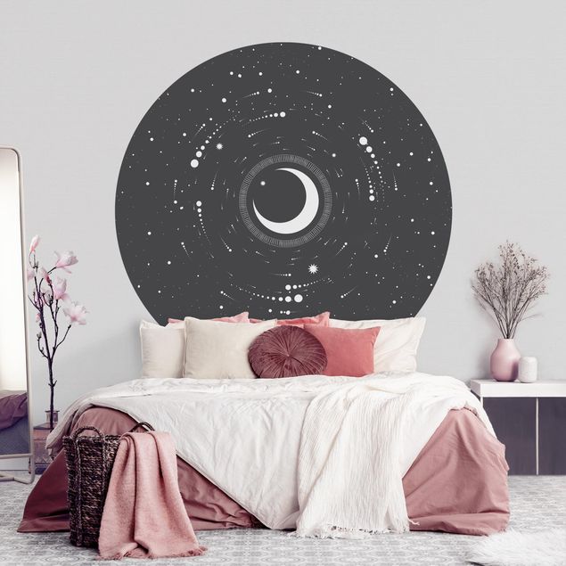Wanddeko Schlafzimmer Mond im Sternenkreis