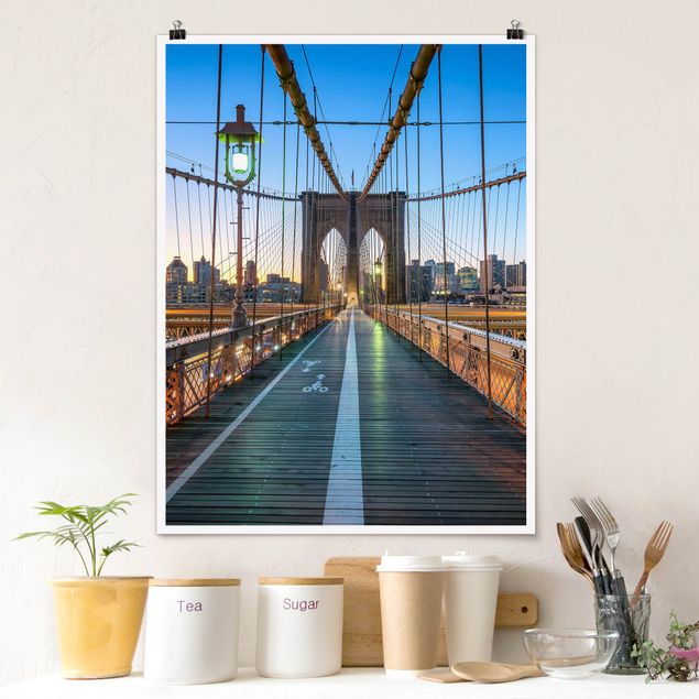 Wanddeko Architektur Morgenblick von der Brooklyn Bridge