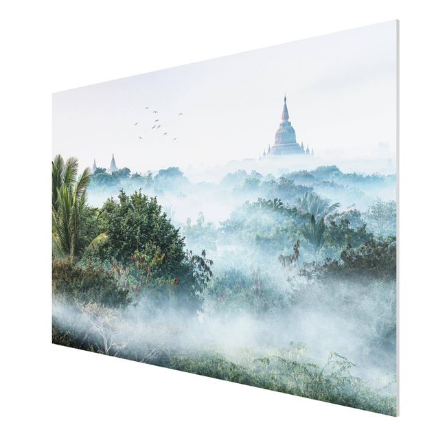 Wanddeko Flur Morgennebel über dem Dschungel von Bagan