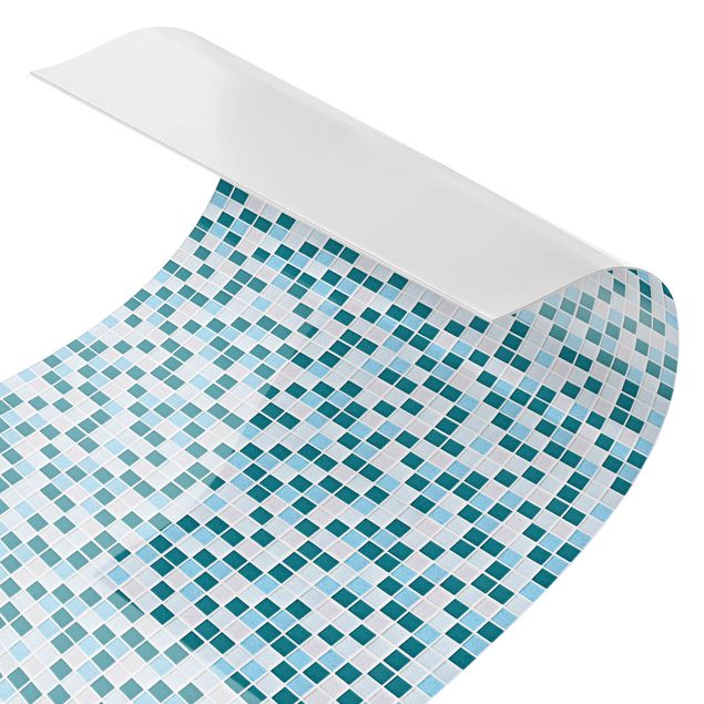 Küchenrückwand Folie Fliesenoptik Mosaikfliesen Türkis Blau