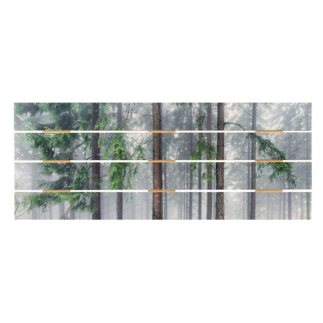 Wanddeko Esszimmer Nadelbäume im Winter