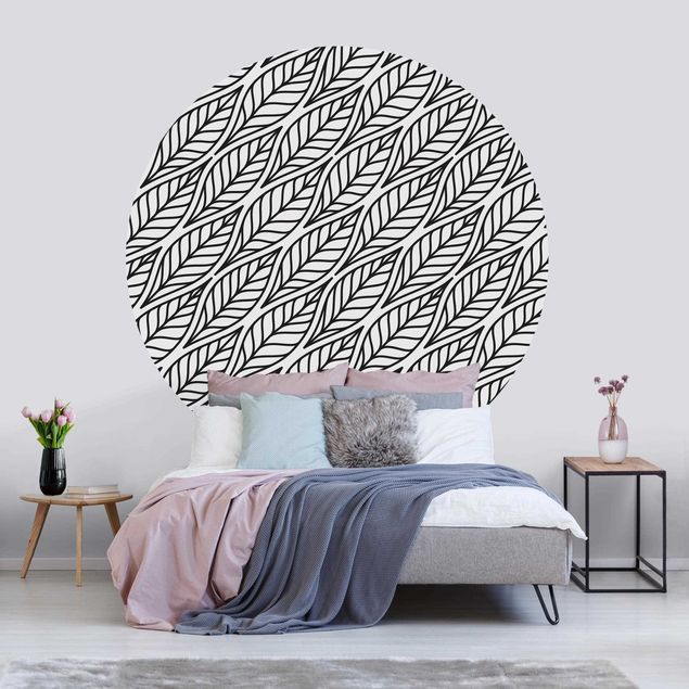 Wanddeko Schlafzimmer Natürliches Muster Blätter Schwarz