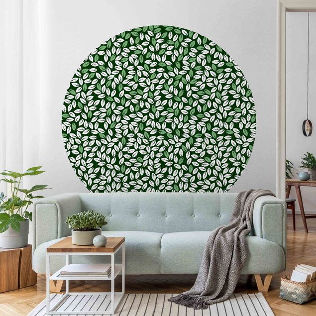 Wanddeko Wohnzimmer Natürliches Muster Blätterregen in Grün