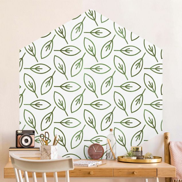 Wanddeko Schlafzimmer Natürliches Muster Blattlinien in Grün