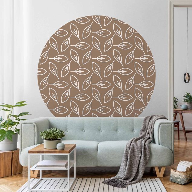 Wanddeko Wohnzimmer Natürliches Muster Blattlinien vor Braun