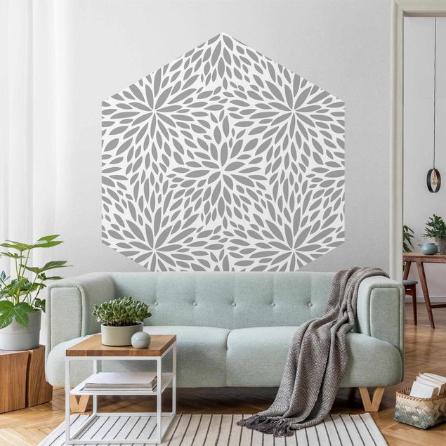 Wanddeko Flur Natürliches Muster Blumen in Grau