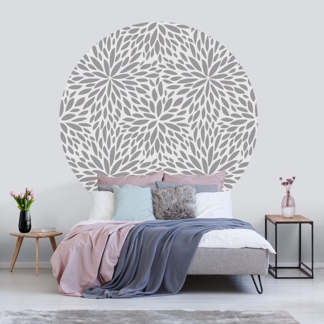 Wanddeko Schlafzimmer Natürliches Muster Blumen in Grau
