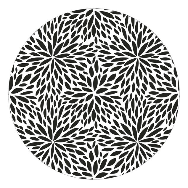 Wanddeko Esszimmer Natürliches Muster Blumen in Schwarz