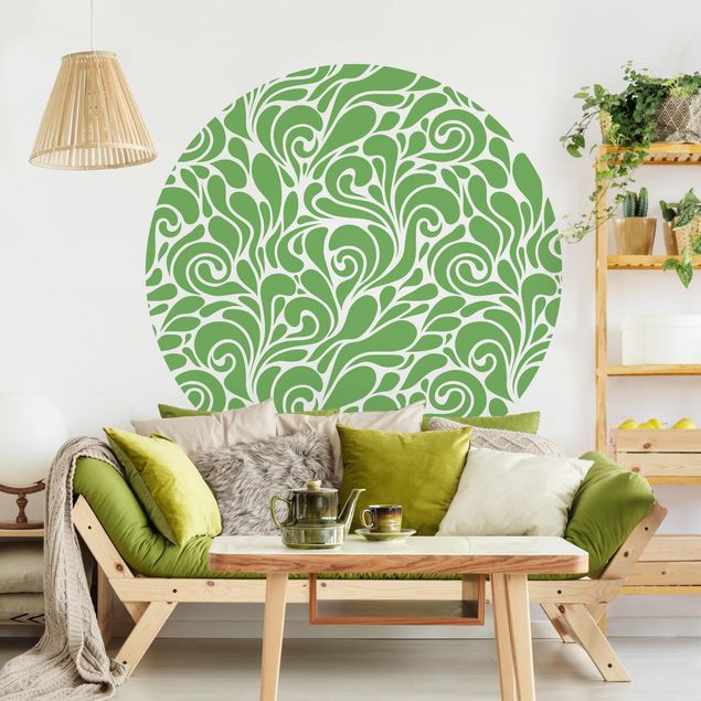 Wanddeko Wohnzimmer Natürliches Muster mit Kringeln vor Grün