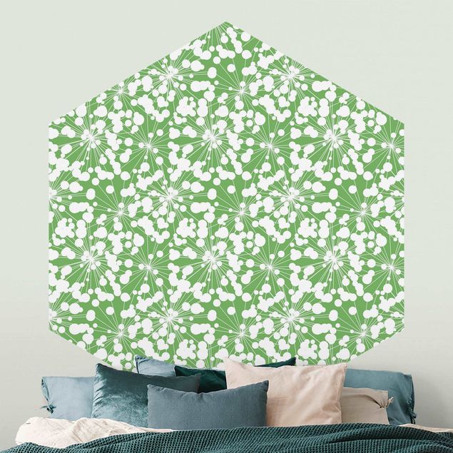 Wanddeko Schlafzimmer Natürliches Muster Pusteblume mit Punkten vor Grün