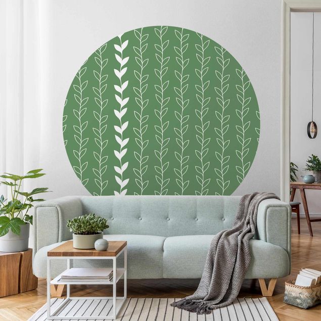 Wanddeko Wohnzimmer Natürliches Muster Rankenlinien auf Grün