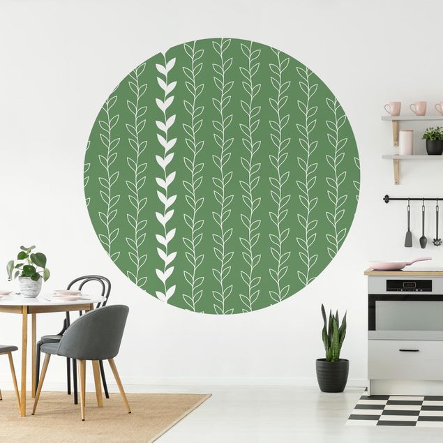 Wanddeko Schlafzimmer Natürliches Muster Rankenlinien auf Grün