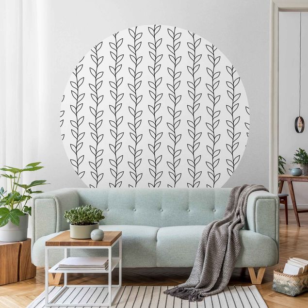 Wanddeko Wohnzimmer Natürliches Muster Rankenlinien Schwarz