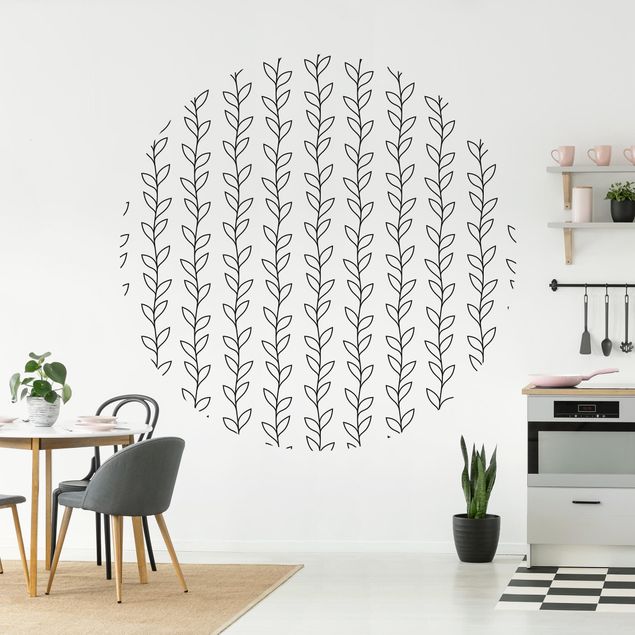 Wanddeko Schlafzimmer Natürliches Muster Rankenlinien Schwarz