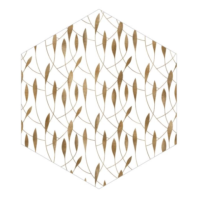 Wanddeko über Sofa Natürliches Muster schwungvolle Blätter in Gold