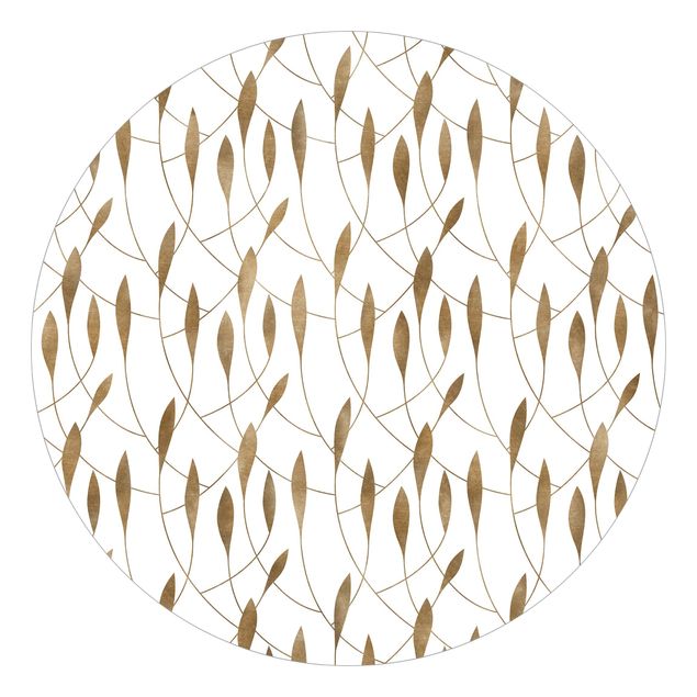 Wanddeko Flur Natürliches Muster schwungvolle Blätter in Gold