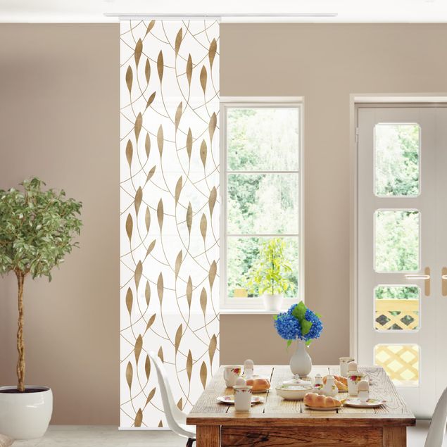 Wanddeko Wohnzimmer Natürliches Muster schwungvolle Blätter in Gold