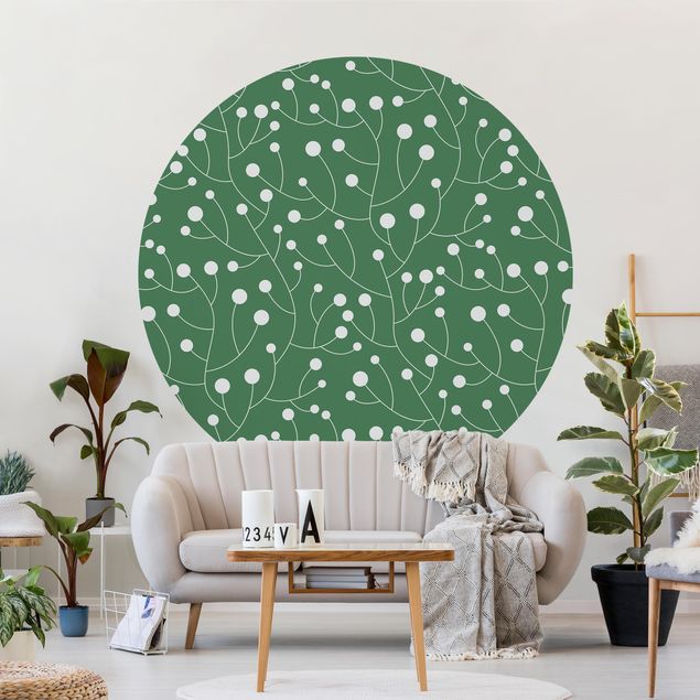 Wanddeko Wohnzimmer Natürliches Muster Wachstum mit Punkten auf Grün