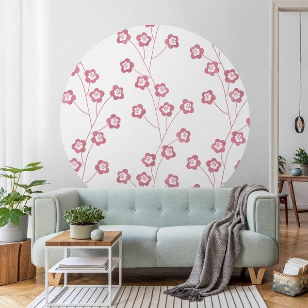 Wanddeko Schlafzimmer Natürliches Muster zarte Blumen in Rosa