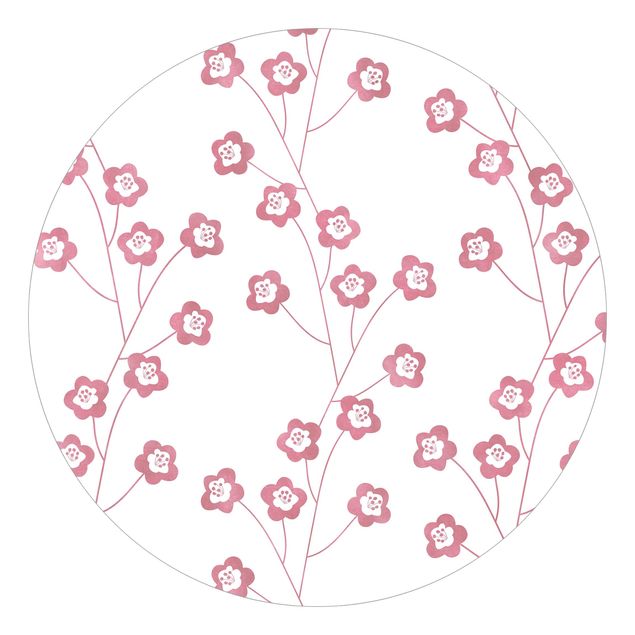 Wanddeko Esszimmer Natürliches Muster zarte Blumen in Rosa