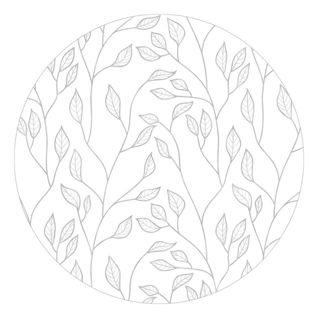 Wanddeko grau Natürliches Muster Zweige mit Blättern in Grau