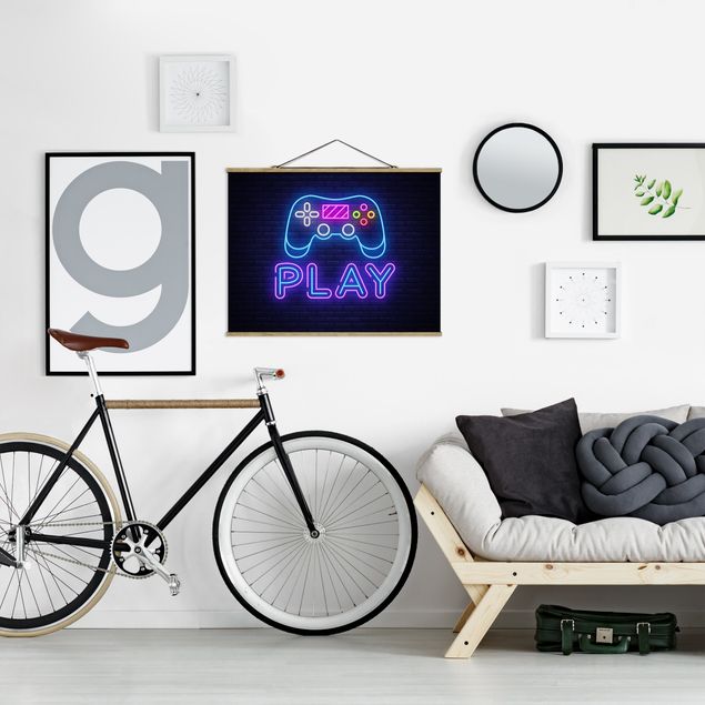 Wanddeko Wohnzimmer Neon Gaming Controller