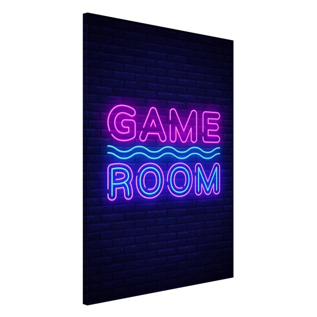 Wanddeko blau Neon Schrift Game Room