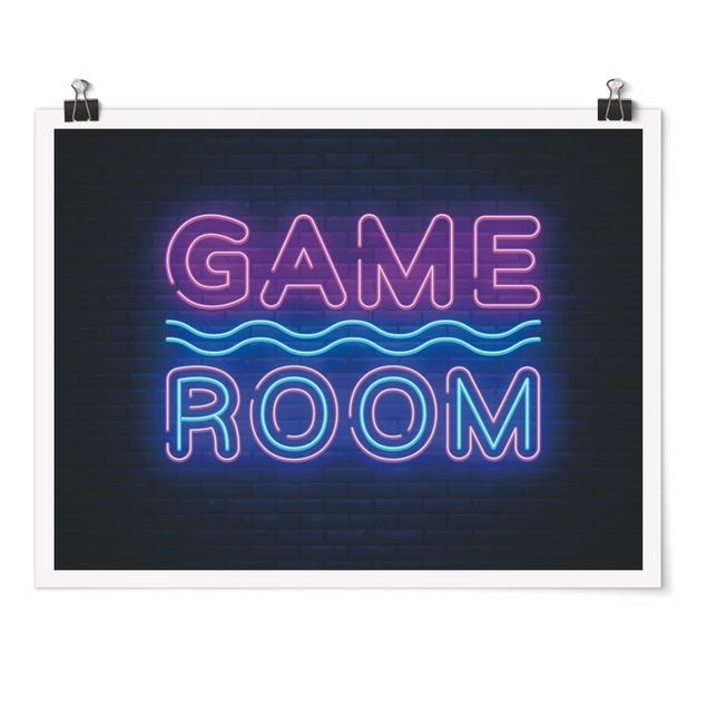 Wanddeko über Sofa Neon Schrift Game Room