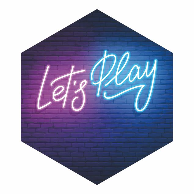 Wanddeko Treppenhaus Neon Schrift Let's Play