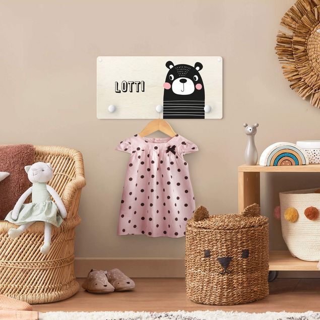 Wanddeko Babyzimmer Niedlicher Streifenbär mit Wunschname