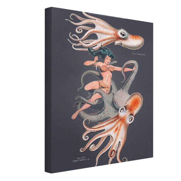 Wandbilder Fische Nymphe mit Oktopussen