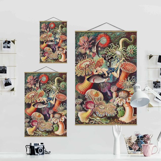 Wanddeko Büro Nymphe mit Seeanemonen