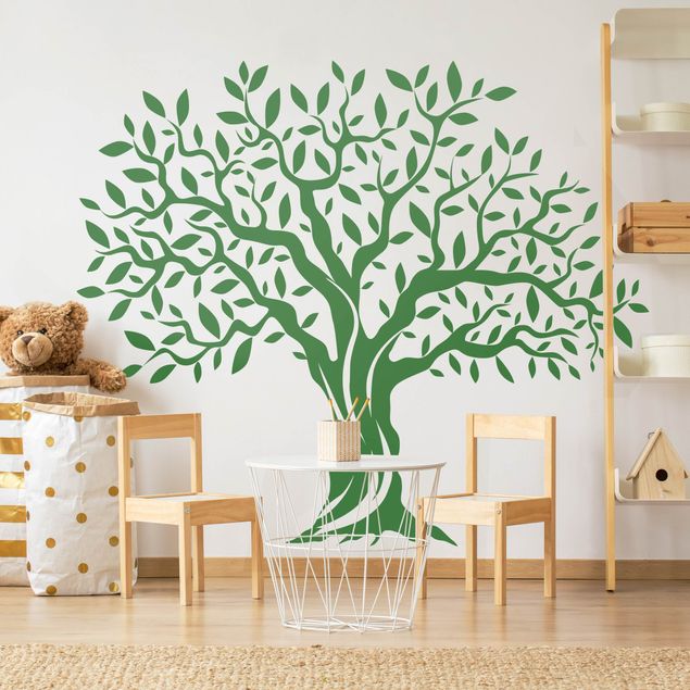 Wanddeko Büro Olivenbaum mit Blättern