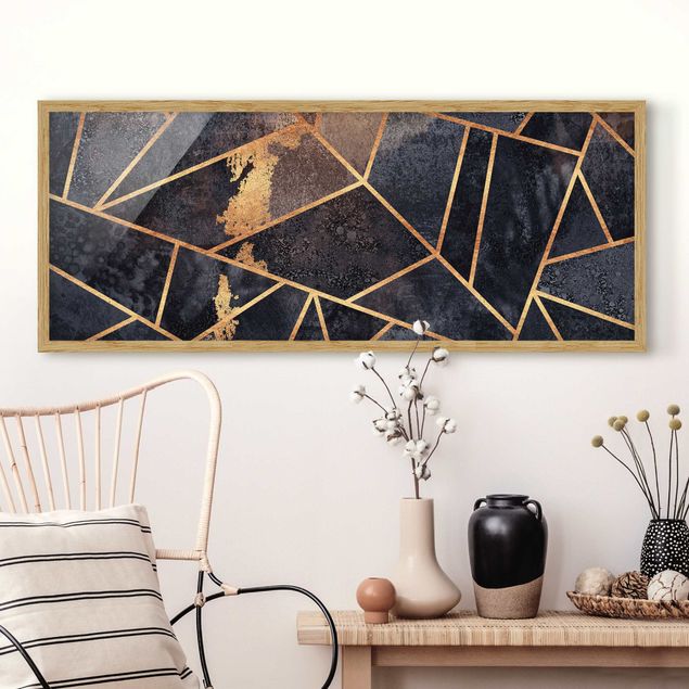 Wanddeko Wohnzimmer Onyx mit Gold